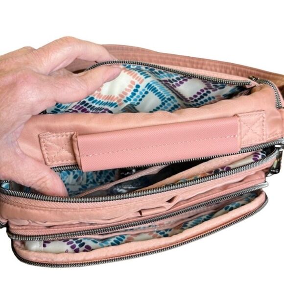 Lug Trolley CB Bag in Blush. (pink) Adjustable Crossbody strap and handle - Picture 11 of 15